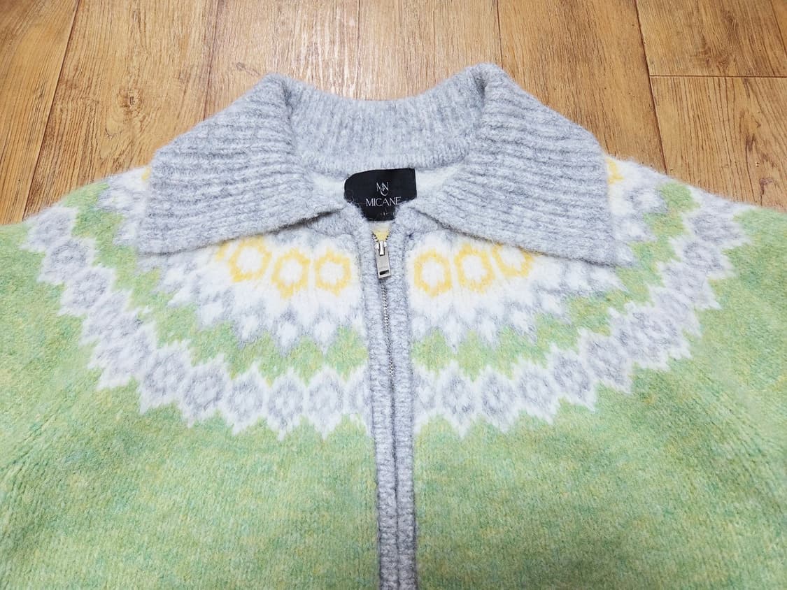 미케네(MICANE) 밀키 울헤어 니트집업가디건 44-66 새상품 상품이미지6
