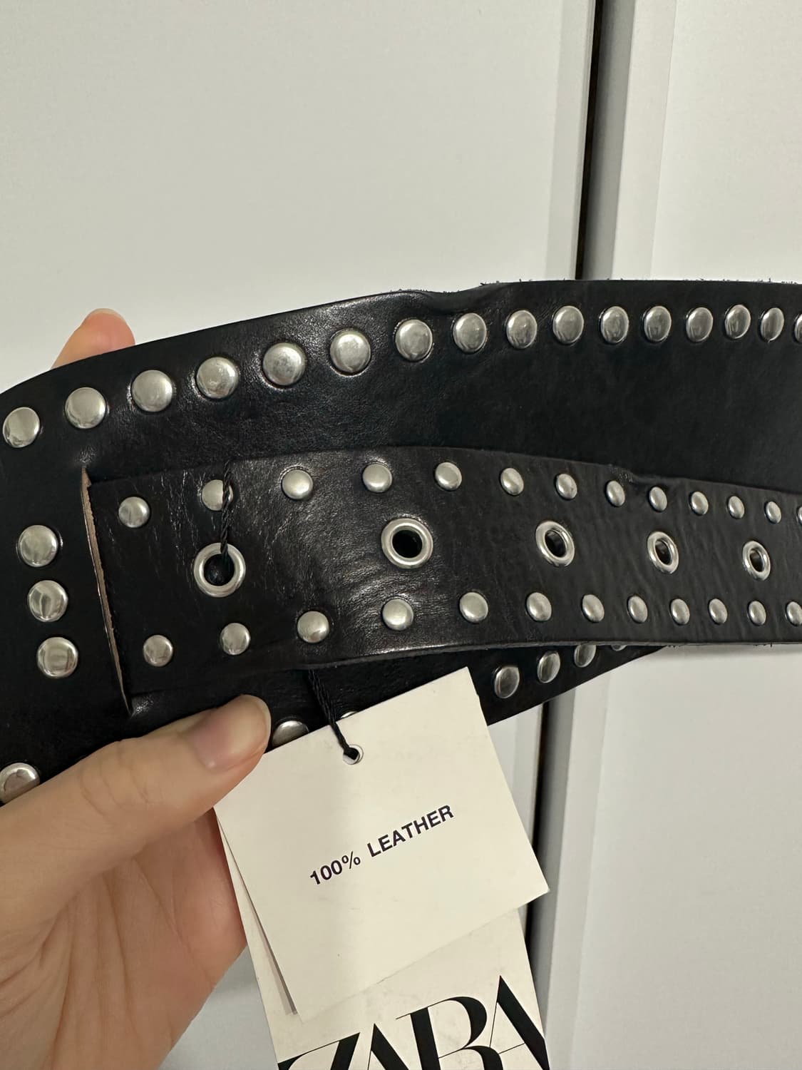 자라 빈티지 스타일 스터드 와이드 벨트 블랙 85 상품이미지3