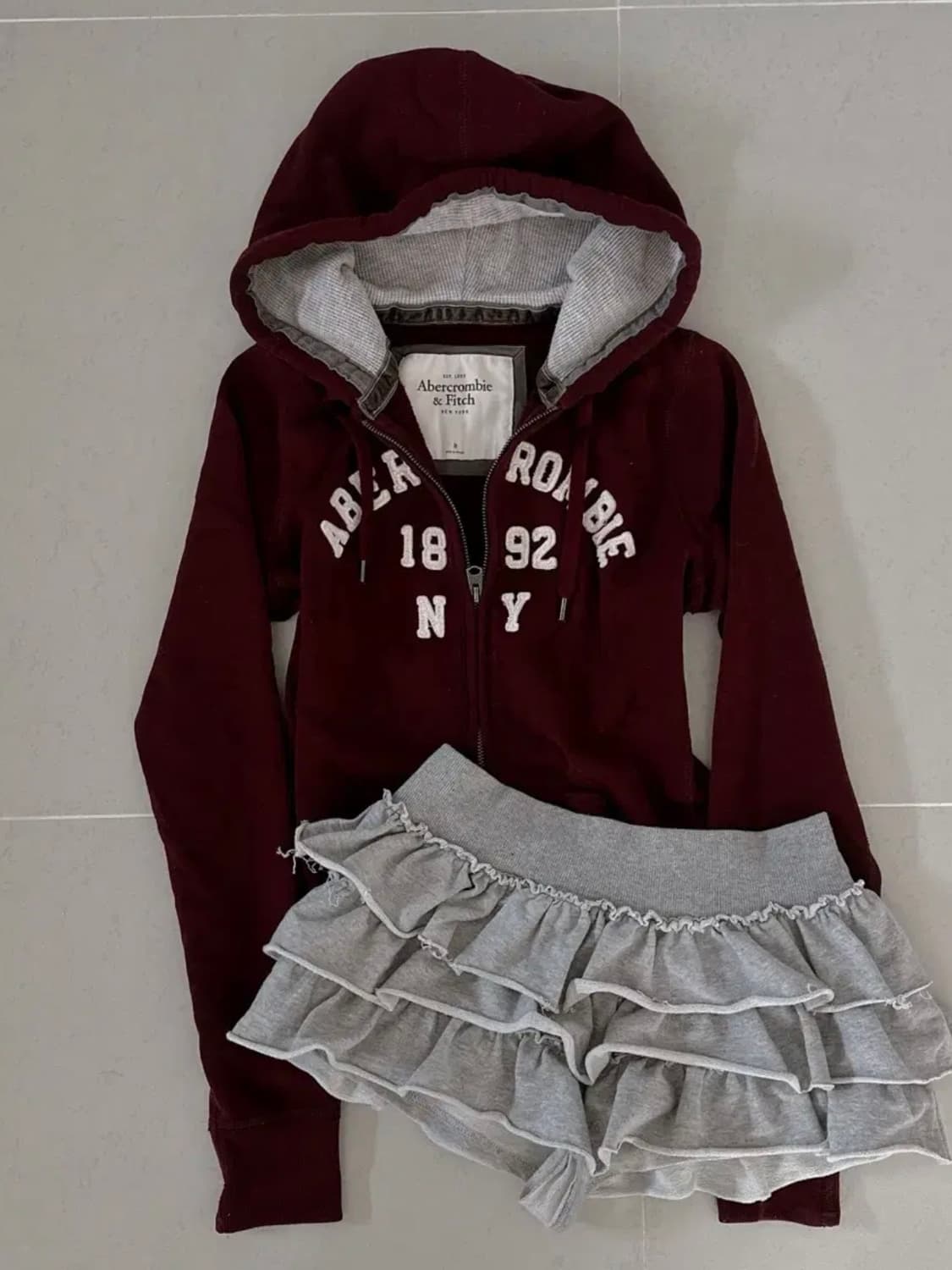 아베크롬비 버건디 후드집업 M 상품이미지2