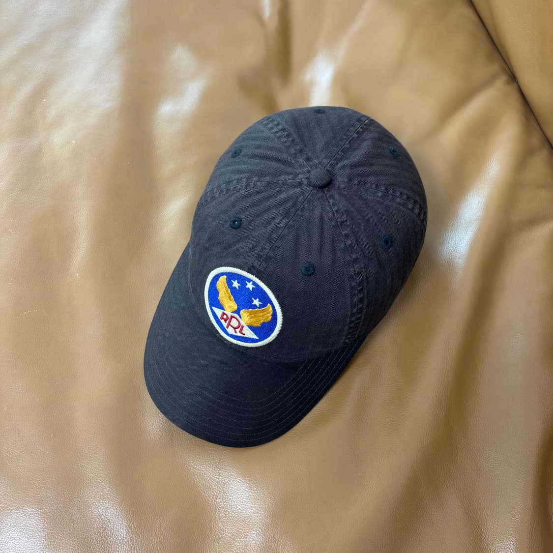 RRL 더블알엘 랄프로렌 폴로 윙로고 6패널 볼캡 모자 워시드 블랙 상품이미지5