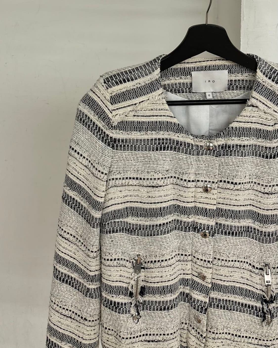 이로 블랙 앤 화이트 리지 트위드 자켓 상품이미지3