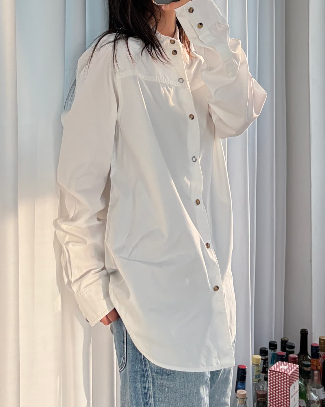 [S]아페쎄 A.P.C. 화이트 스냅 버튼 셔츠 상품이미지1