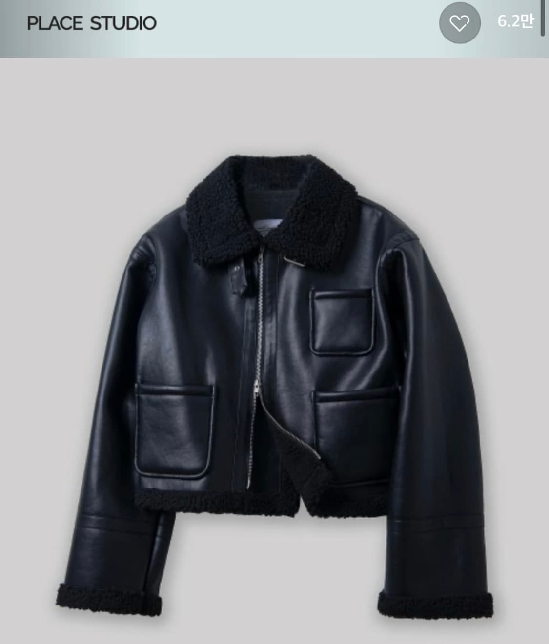 솔리드 무톤 폴리스 양털 레더 무스탕 자켓 올블랙 상품이미지1