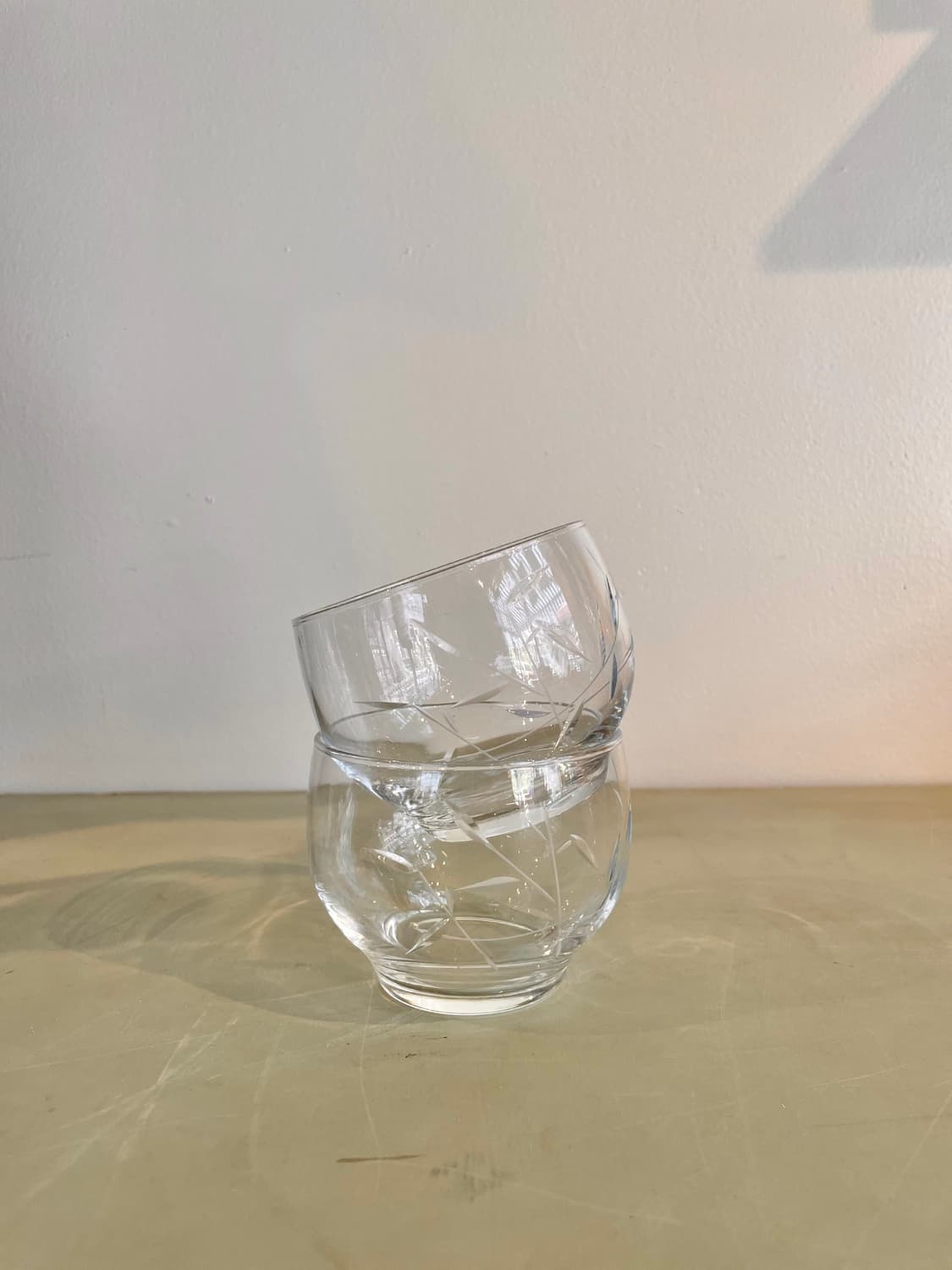 빈티지 일본 핸드컷 크리스탈 잔 2pcs 상품이미지2