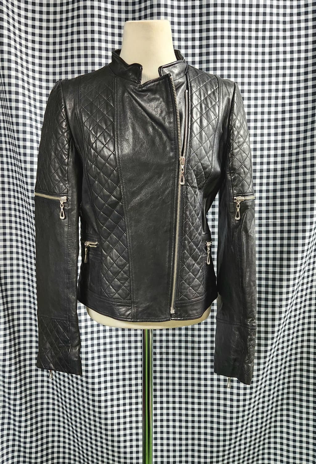 Bobaere ITALY 리얼 양가죽 퀼팅 라이더 자켓 | 슬림핏 블랙 상품이미지1