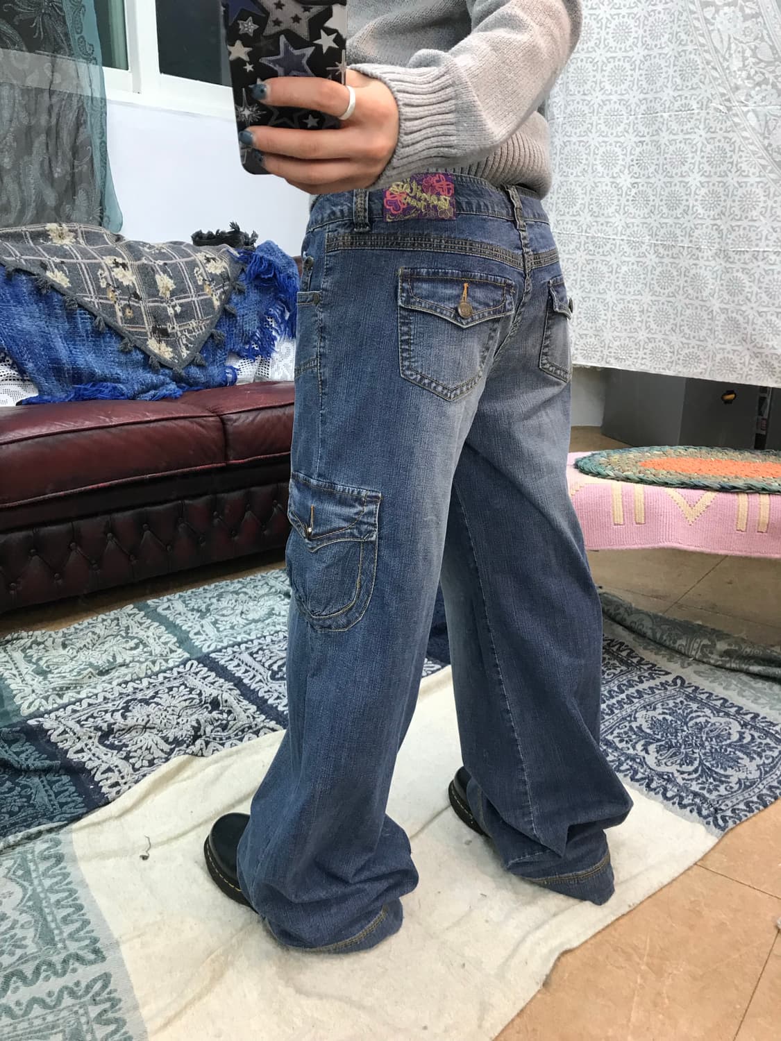 빈티지 여성 패치 카고 데님 부츠컷팬츠  상품이미지2