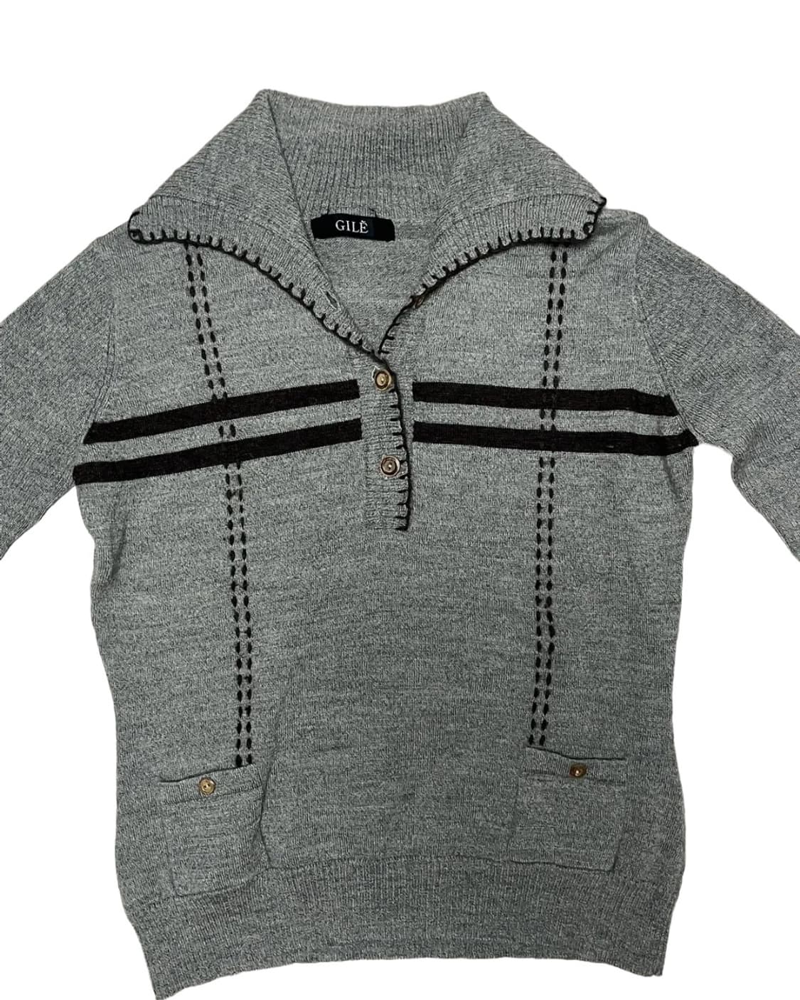 Button&collar wool knit 상품이미지3