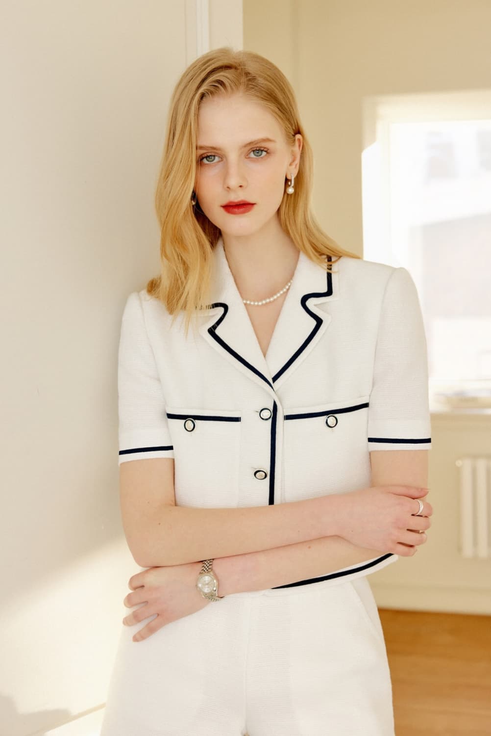 [새상품] 룩캐스트 비키 트리밍 자켓 팬츠 셋업 상품이미지3