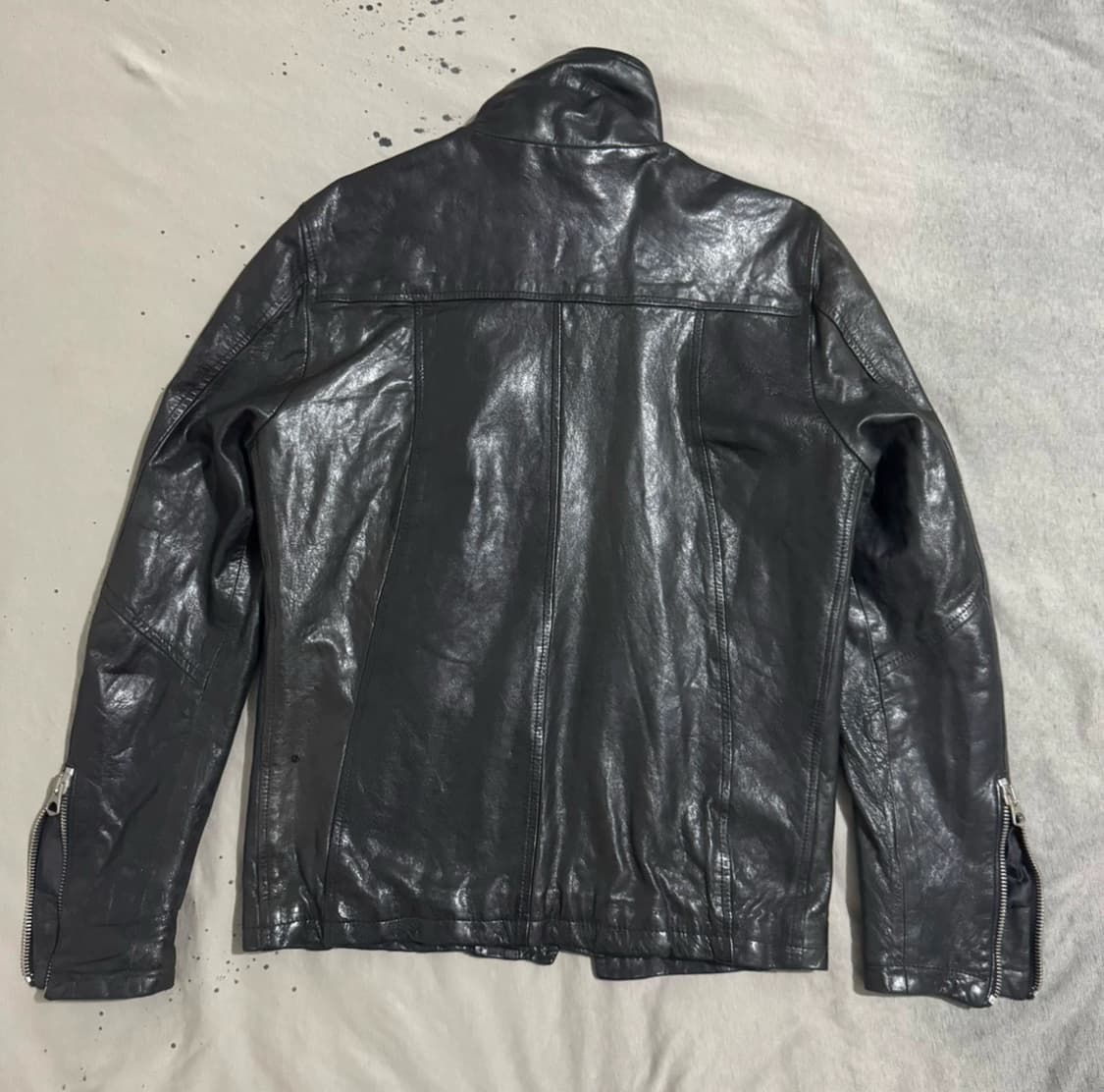 Takeshy Kurosawa 비대칭 하이넥 레더 자켓 상품이미지3