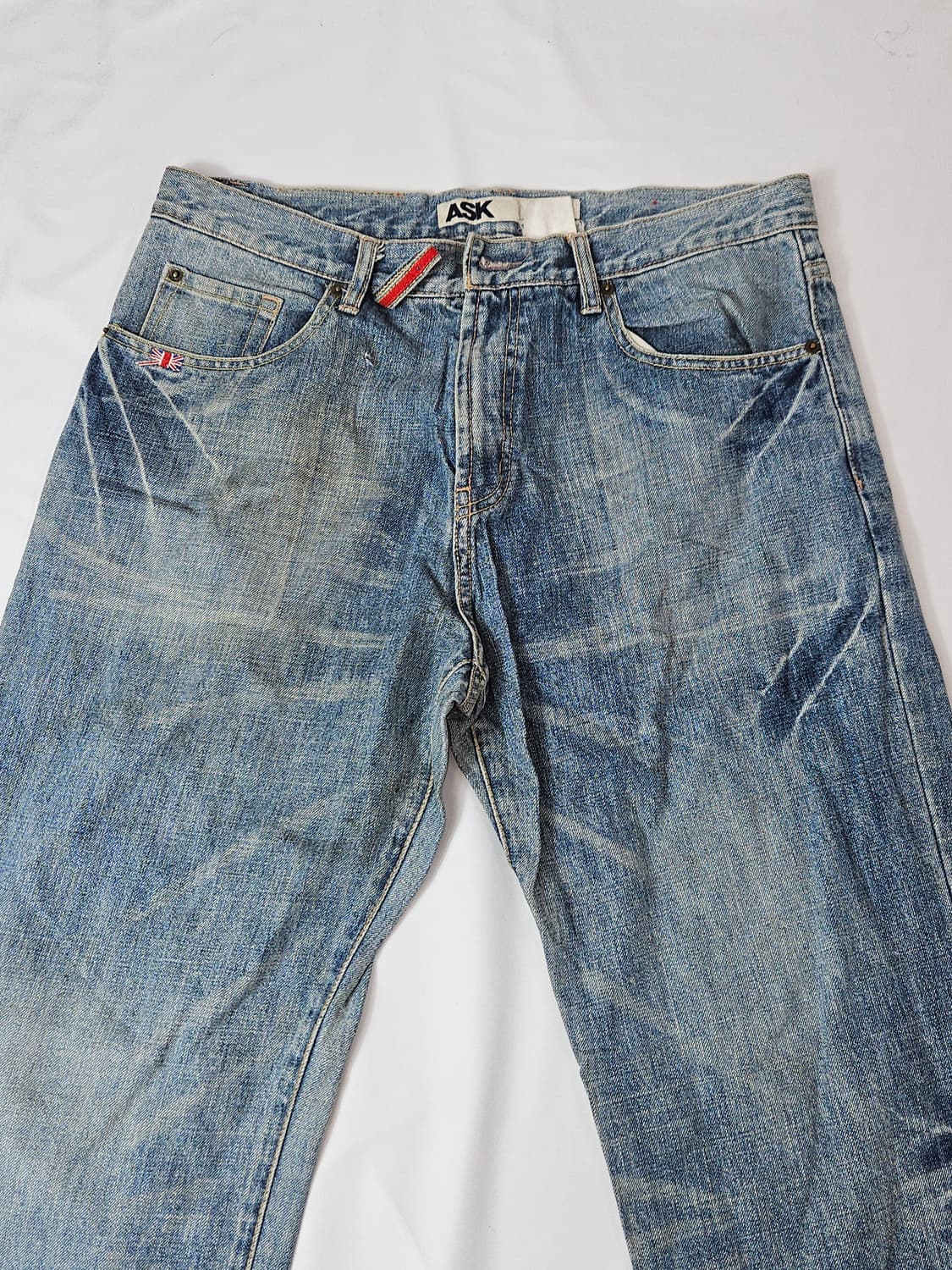 ask 페인팅 워싱 데님팬츠 진 패치 청바지 Y2K 빈티지 32 상품이미지5