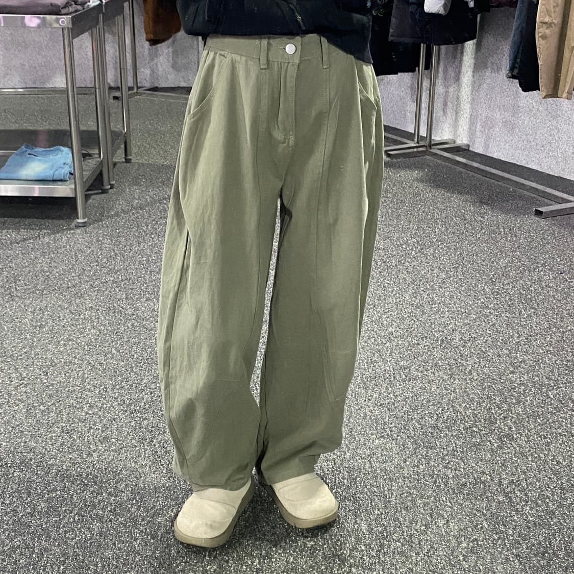 빈티지 카키 와이드 벌룬팬츠 B3066 상품이미지1