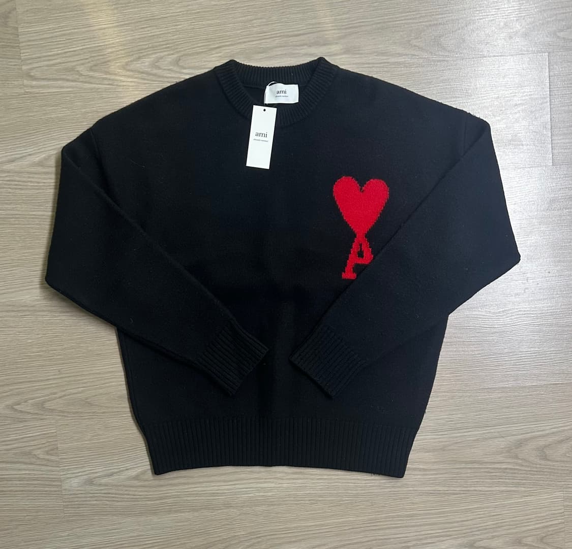 아미 빅 하트 로고 오버사이즈 니트 블랙 M 상품이미지1