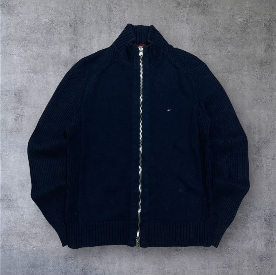 타미힐피거 스몰 로고 네이비 니트 집업 상품이미지1