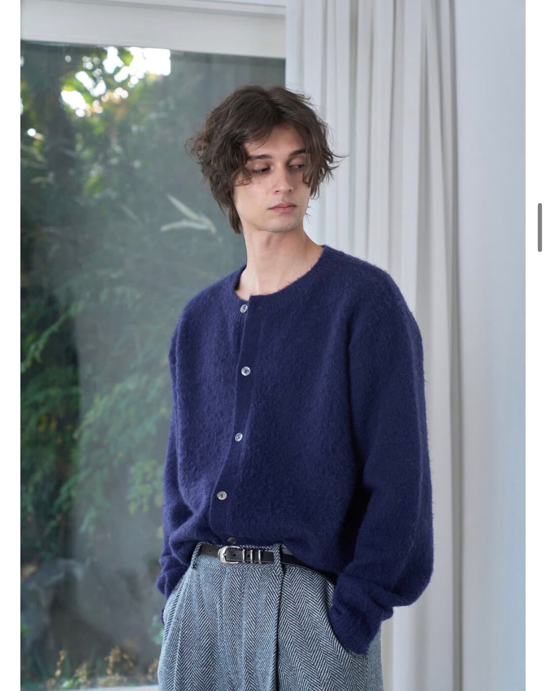 [2] 웨이비니스 모헤어 텍스쳐 라운드 가디건 딥네이비 상품이미지1