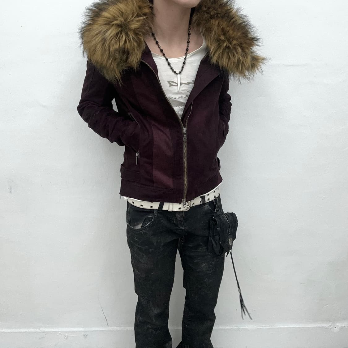 Tornado mart burgundy fur jacket 상품이미지2
