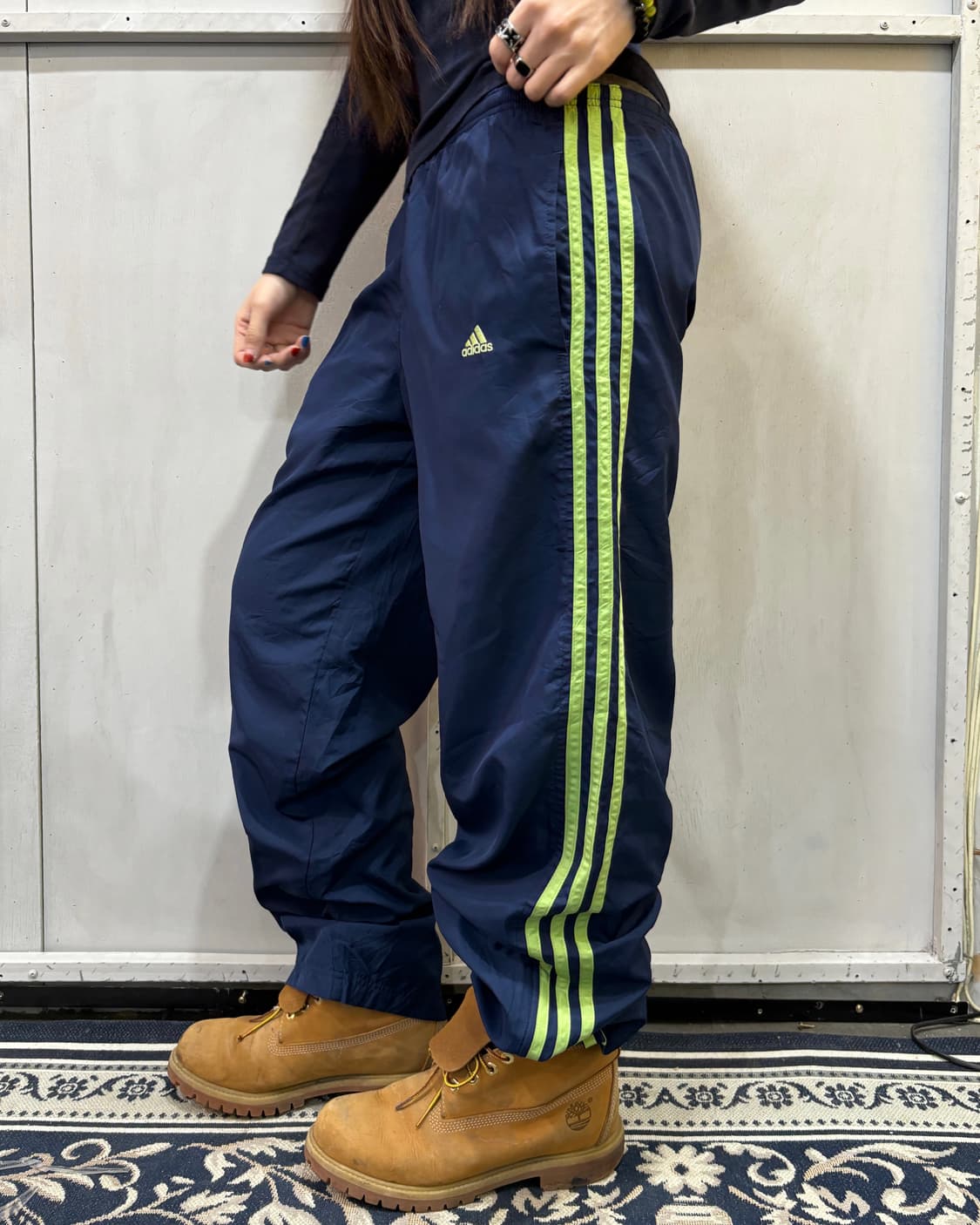 90s adidas 네이비 & 그린 트랙 팬츠 상품이미지1