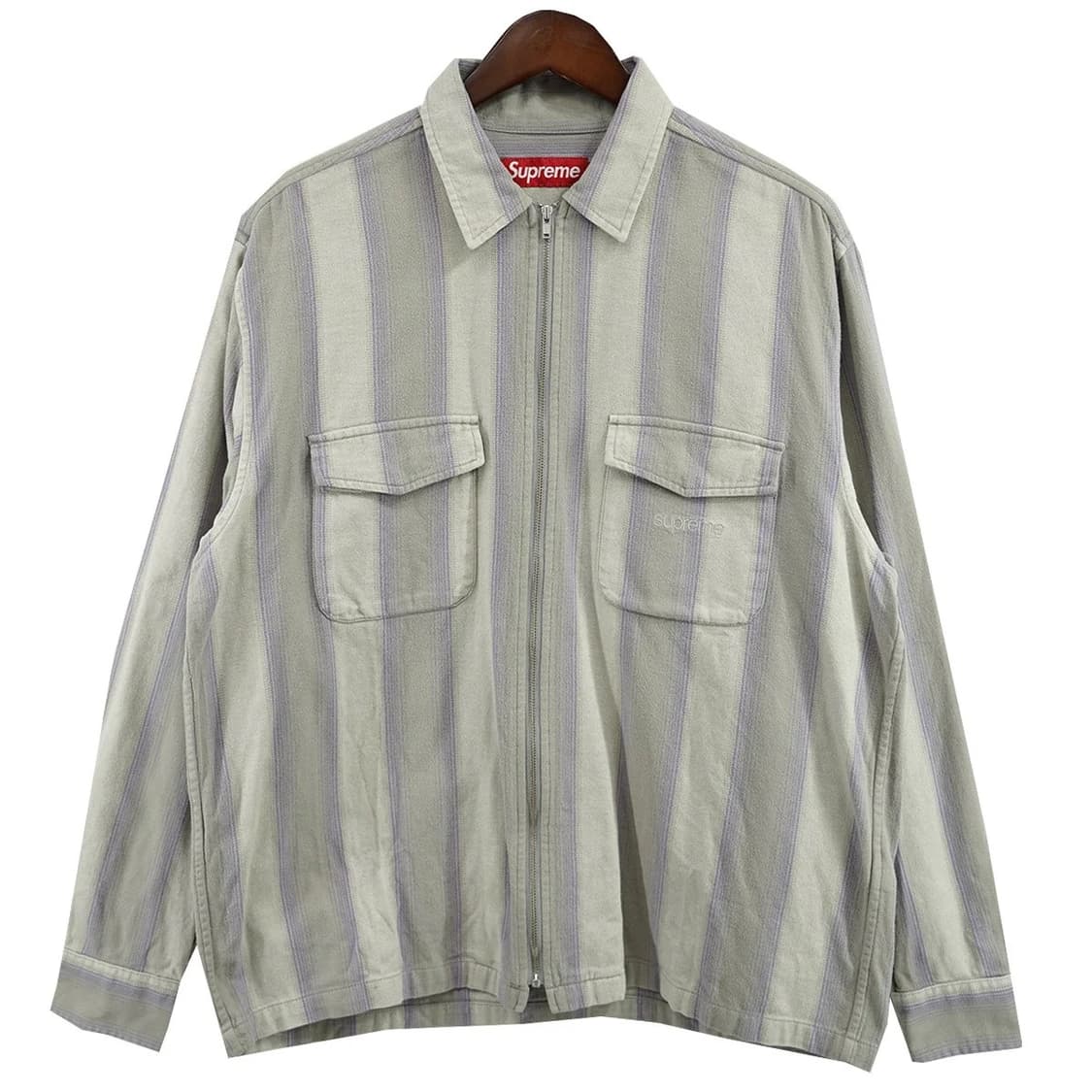 Supreme 23AW Stripe Flannel Zip Up Shirt 상품이미지1