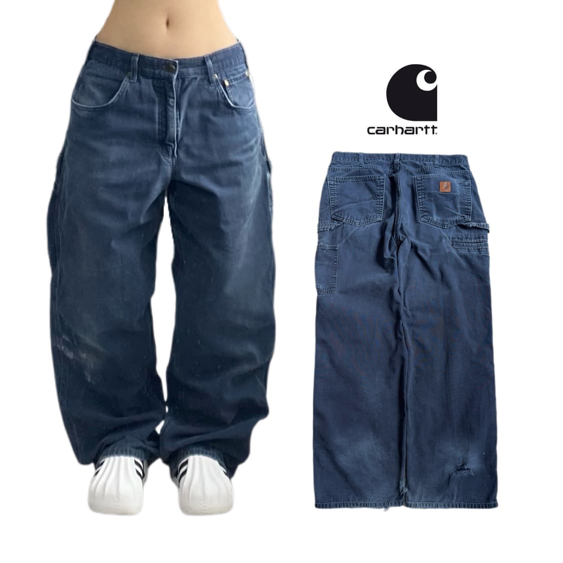 칼하트 OG 가죽패치 카펜터 페이딩 와이드 워크팬츠 상품이미지1