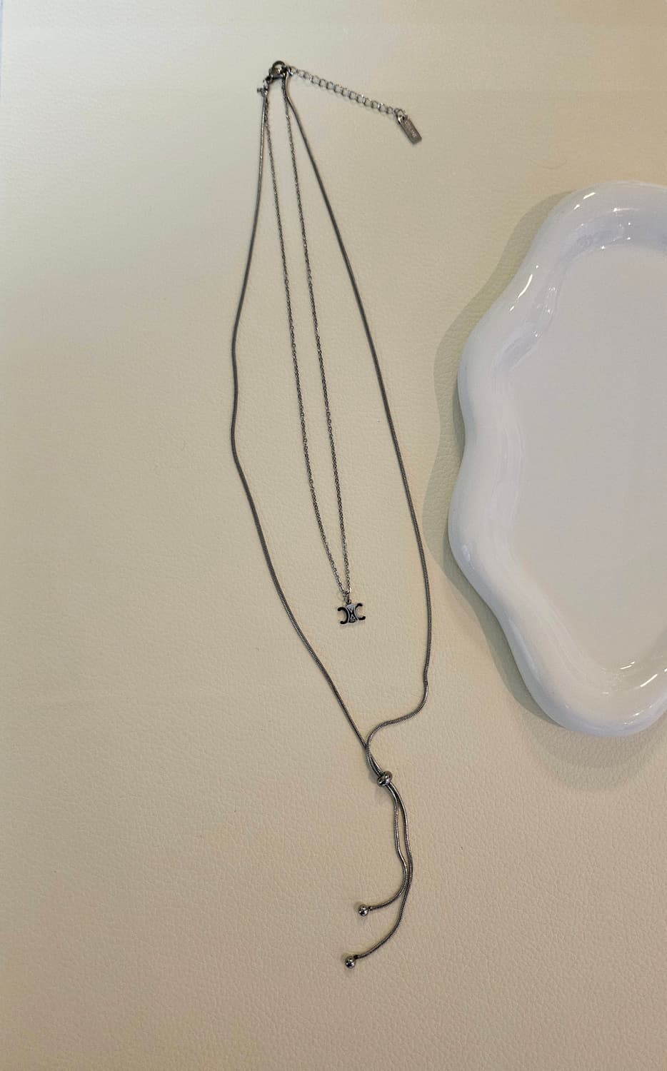 셀린느 업사이클링 두줄 레이어드 은장 목걸이 상품이미지5