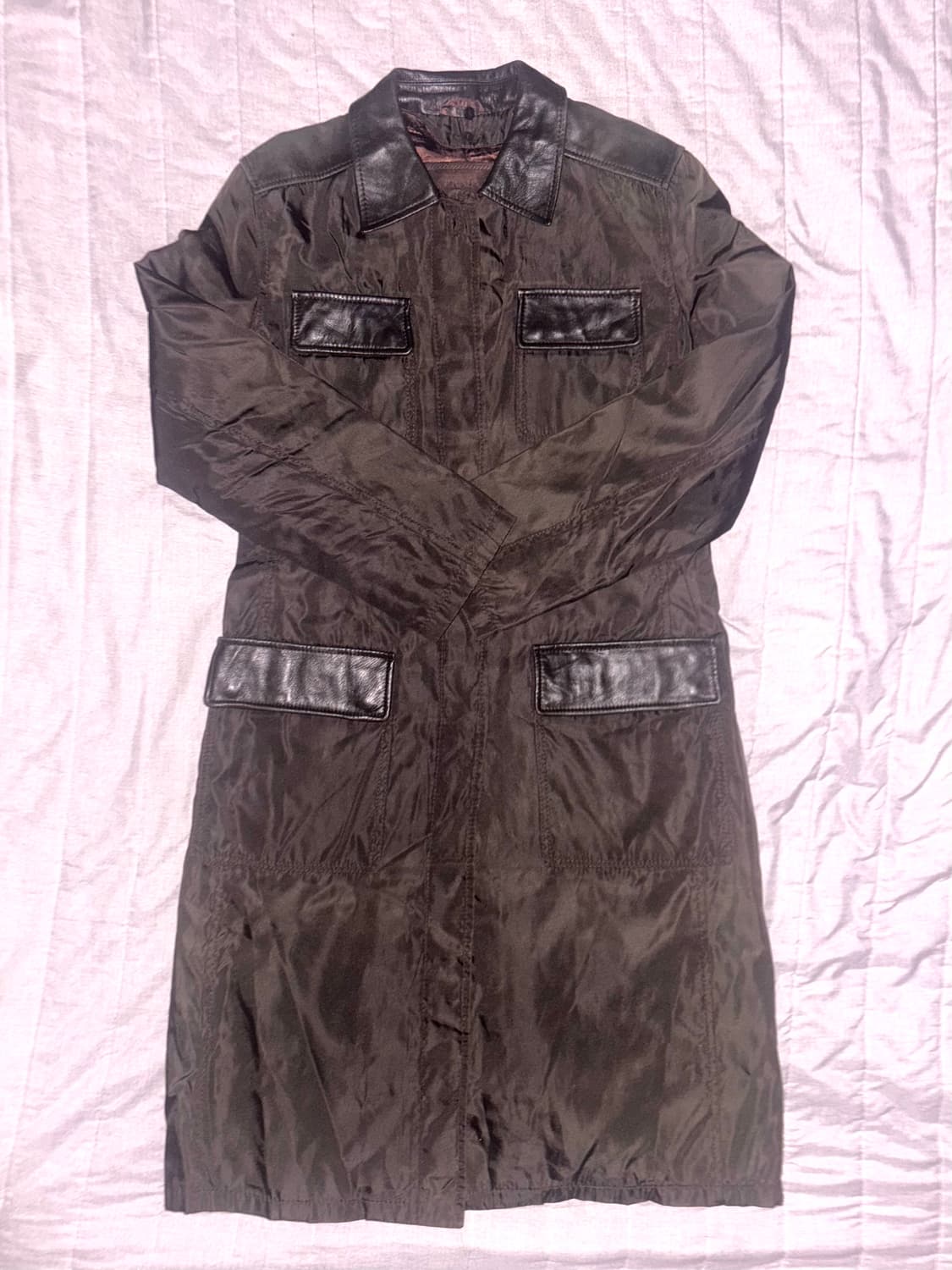 90s 프라다 레더 나일론 코트 상품이미지1