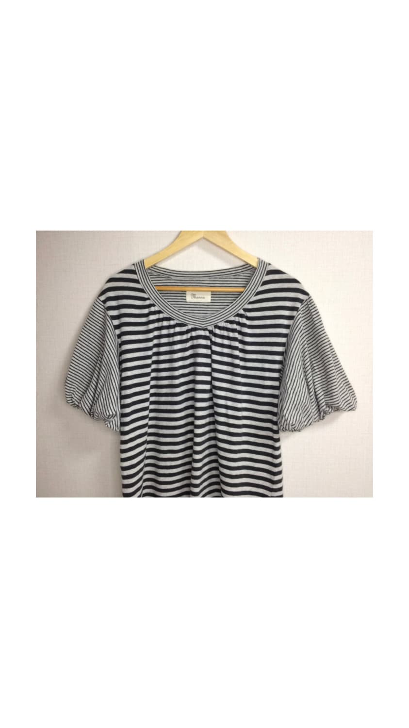 빈티지 스트라이프 퍼프 소매 티셔츠 상품이미지2