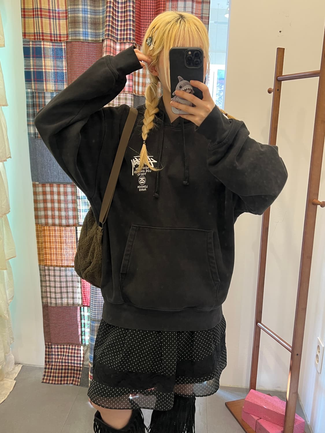 스투시 베이직 블랙 후드티  상품이미지6