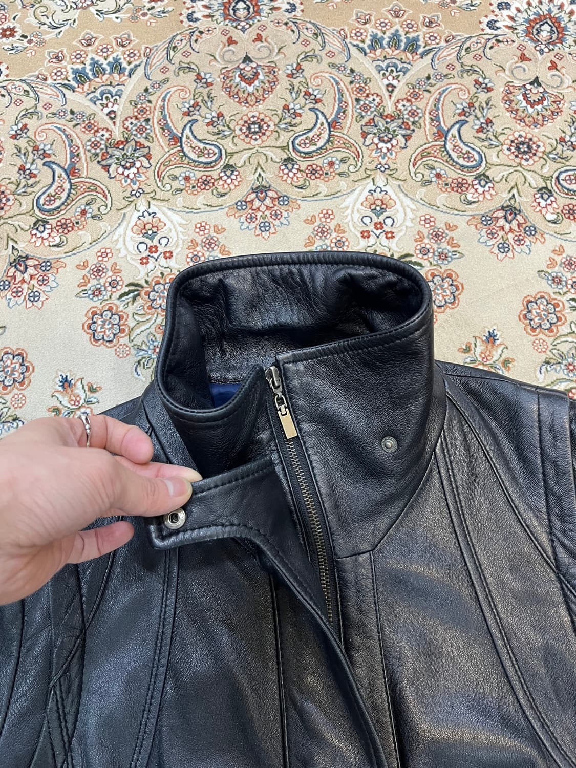 VTG 램스킨 하이넥 가죽 자켓 상품이미지4