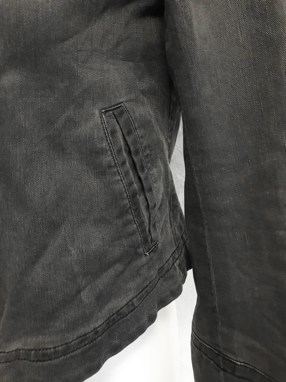 빈티지 하이넥 와이드 카라 흑청 자켓 상품이미지5