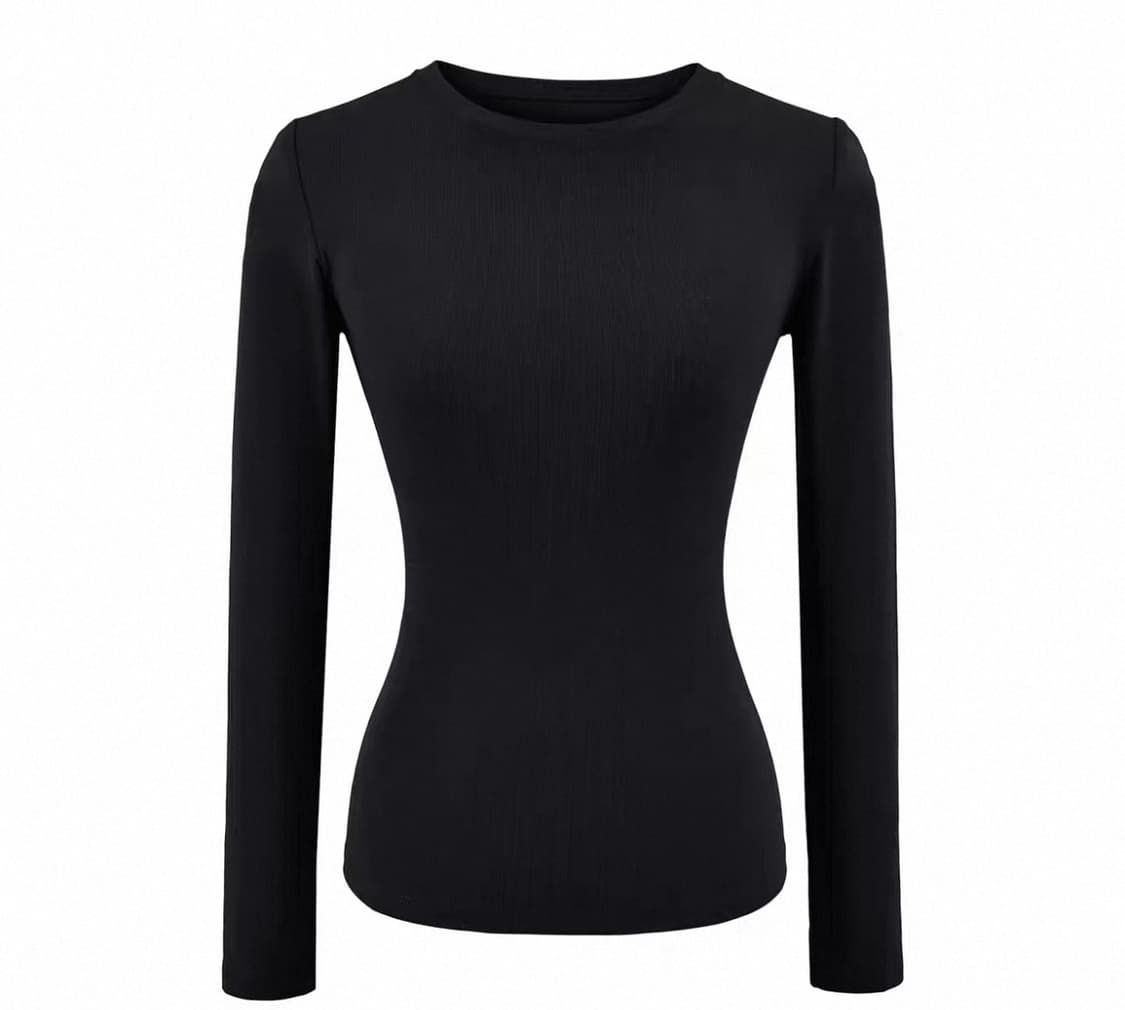 롱 슬리브 슬림 탑(블랙/화이트) 상품이미지4