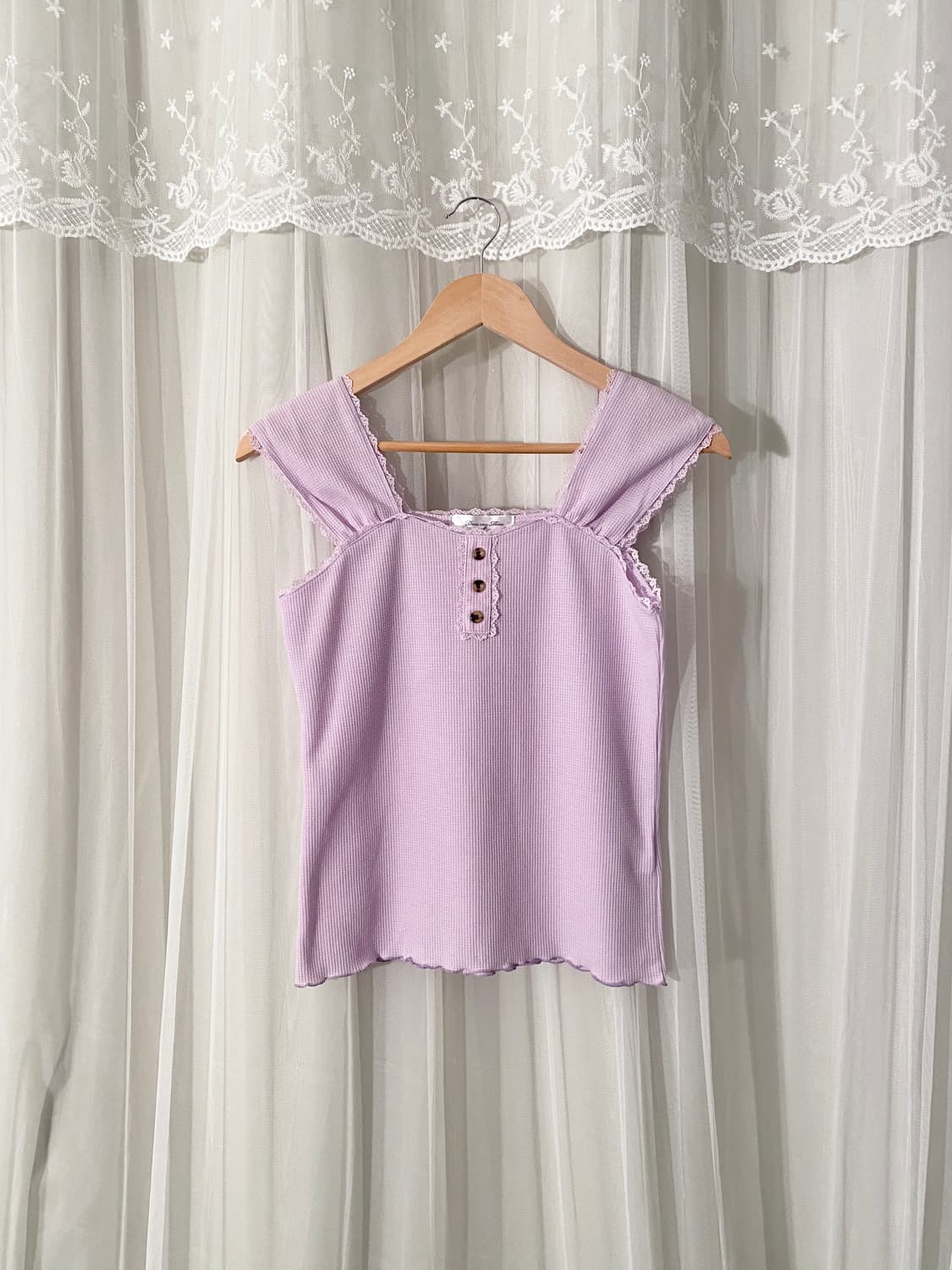 Pastel Lavender Lace Sleeveless Top 상품이미지1