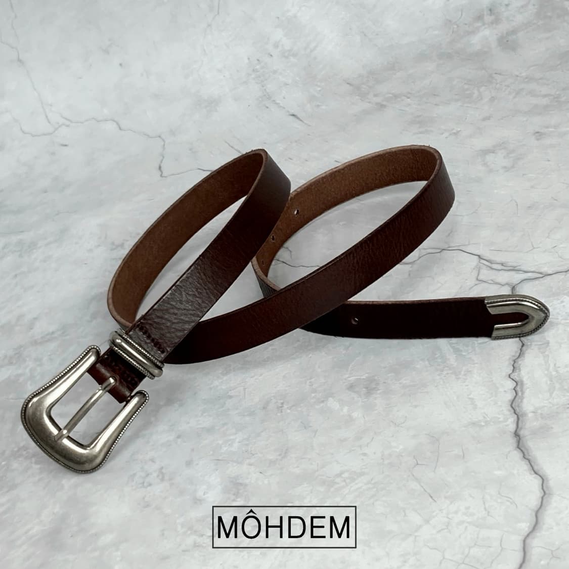 [Unisex] 클래식 웨스턴 이태리소가죽 벨트 브라운 상품이미지6