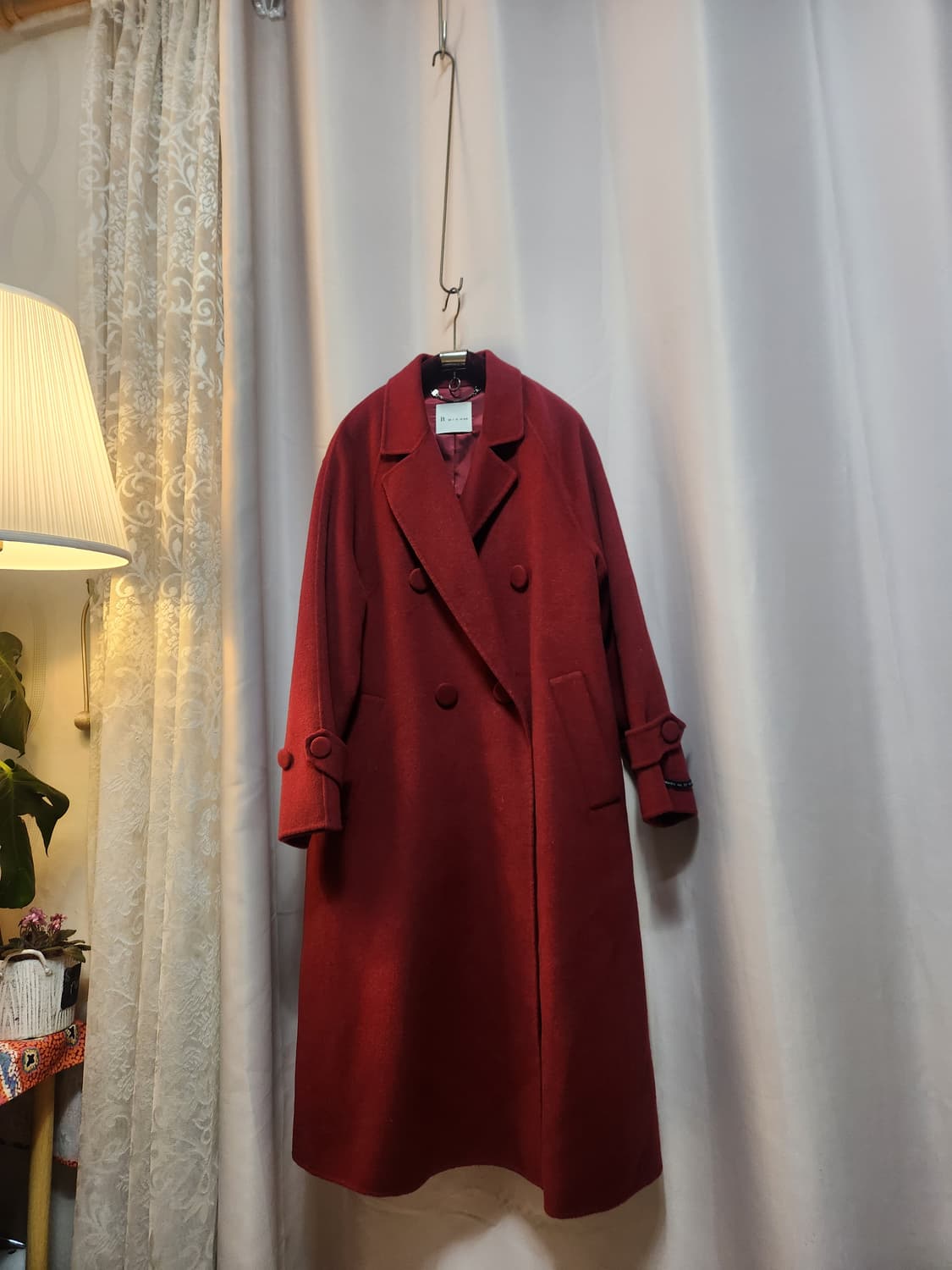 잇미샤 버건디  더블 버튼 캐시미어핸드메이드코트 상품이미지1