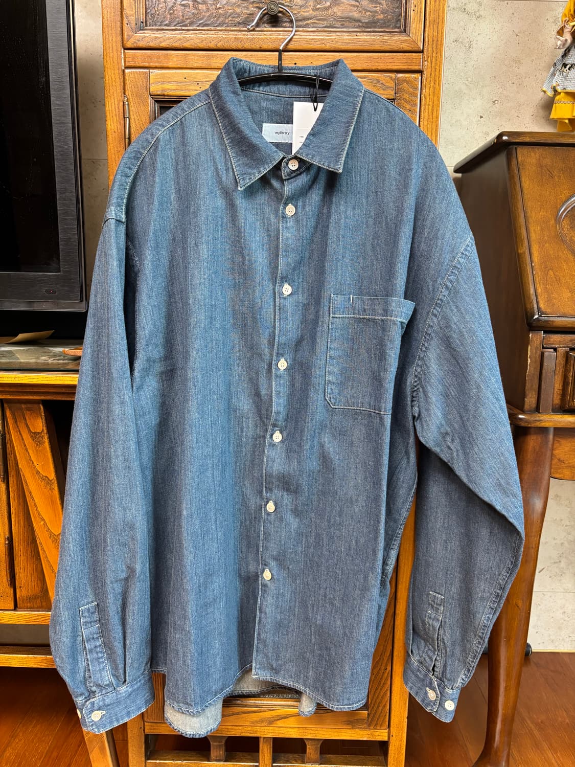 마이라이브러리 307 퓨어 데님 셔츠 미드블루 상품이미지2