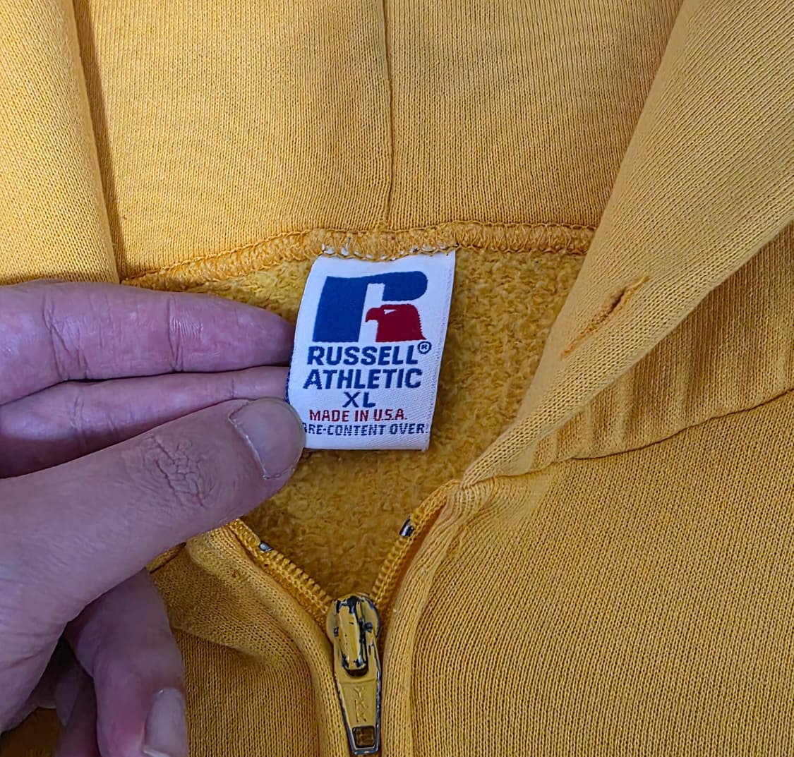 [XL] RARE 90s 러셀 애슬레틱 후드집업 옐로우 상품이미지8