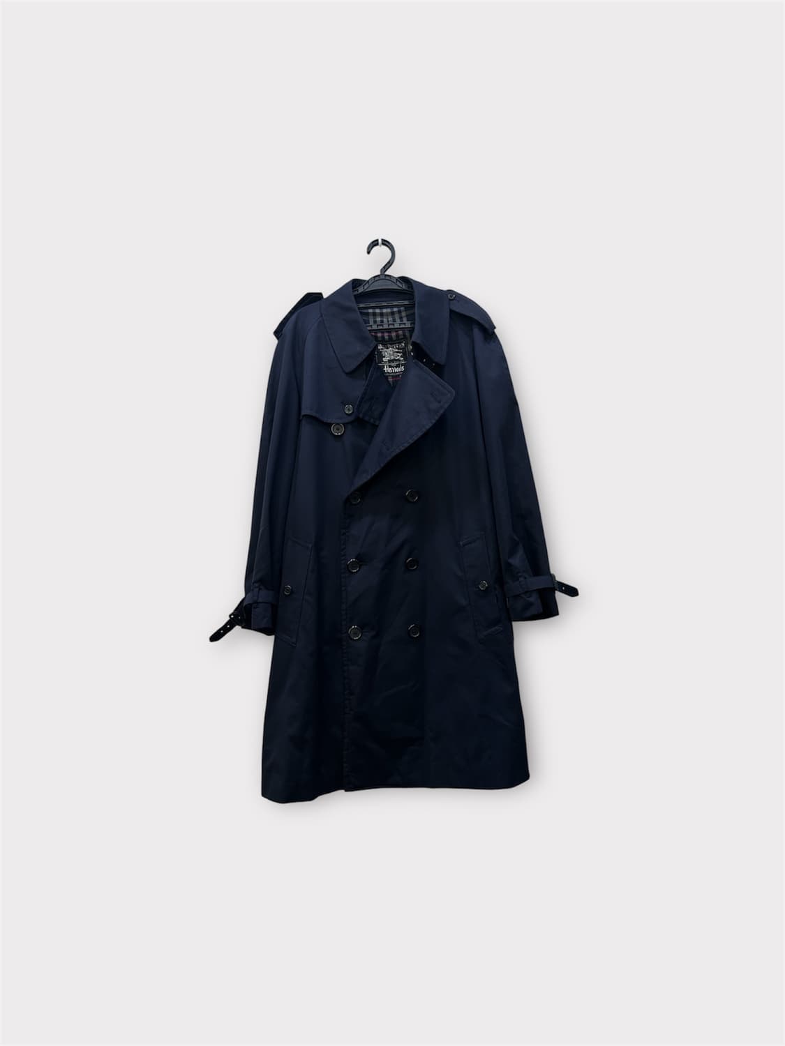 버버리 체크 안감 더블 견장 트렌치코트 남성 95-100사이즈 네이비 상품이미지1