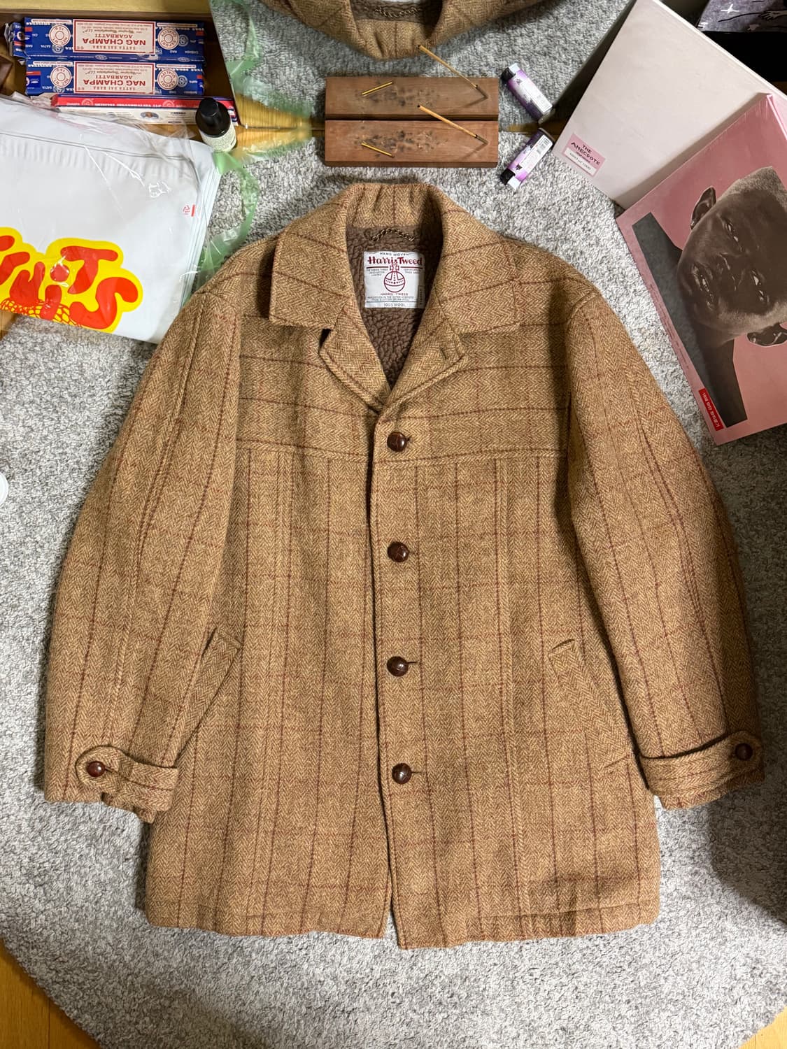 해리스트위드 트위드 시어링 코트 상품이미지1