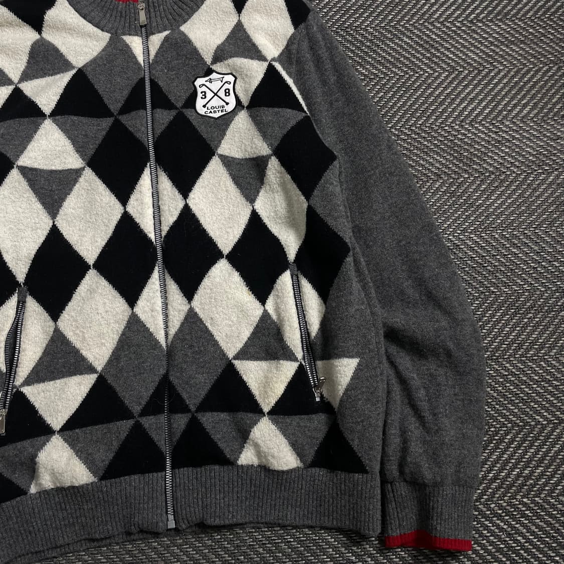 루이 까스텔 아가일 체크 패턴 니트 집업o 4700 상품이미지2