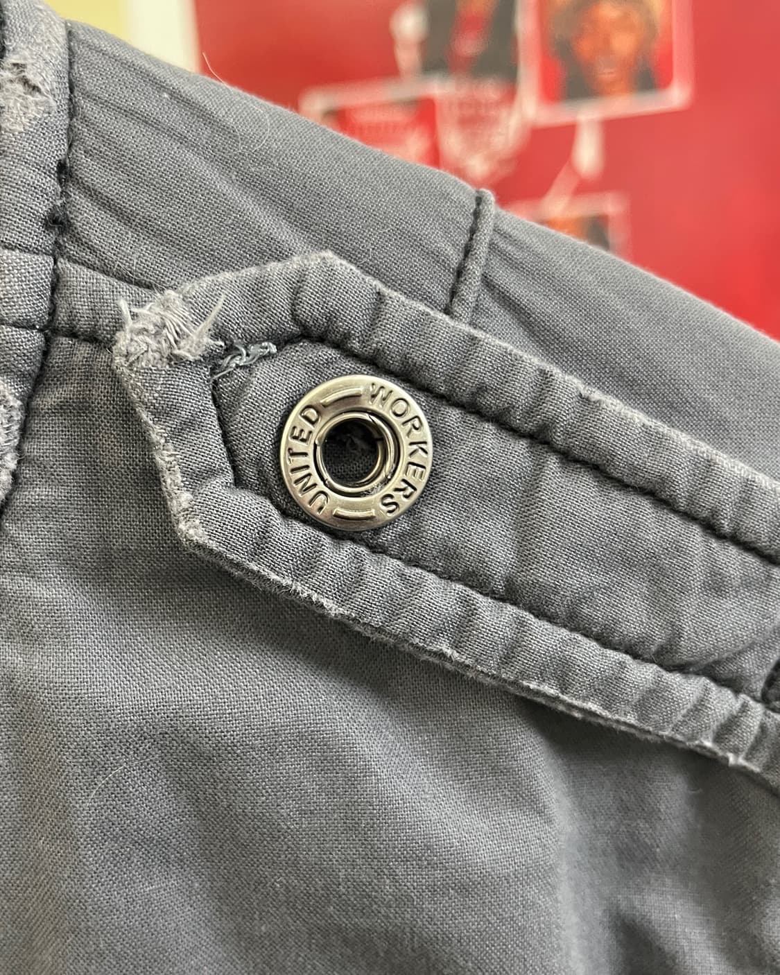 올드 빈티지 코튼 블루종 자켓 그레이 상품이미지7