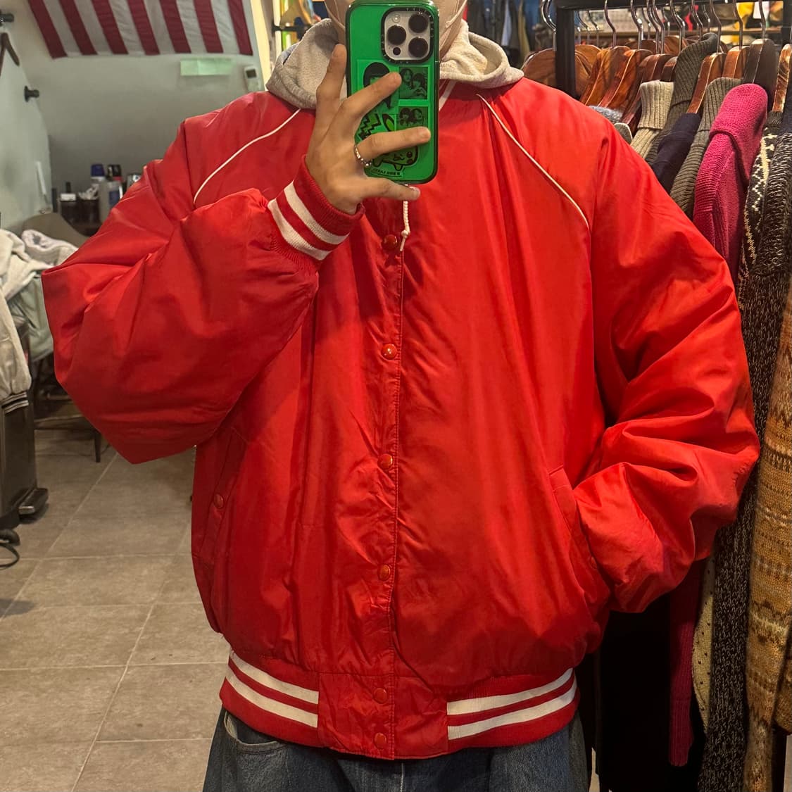 [NO.9] 빈티지 후드봄버 자켓 레드 상품이미지2