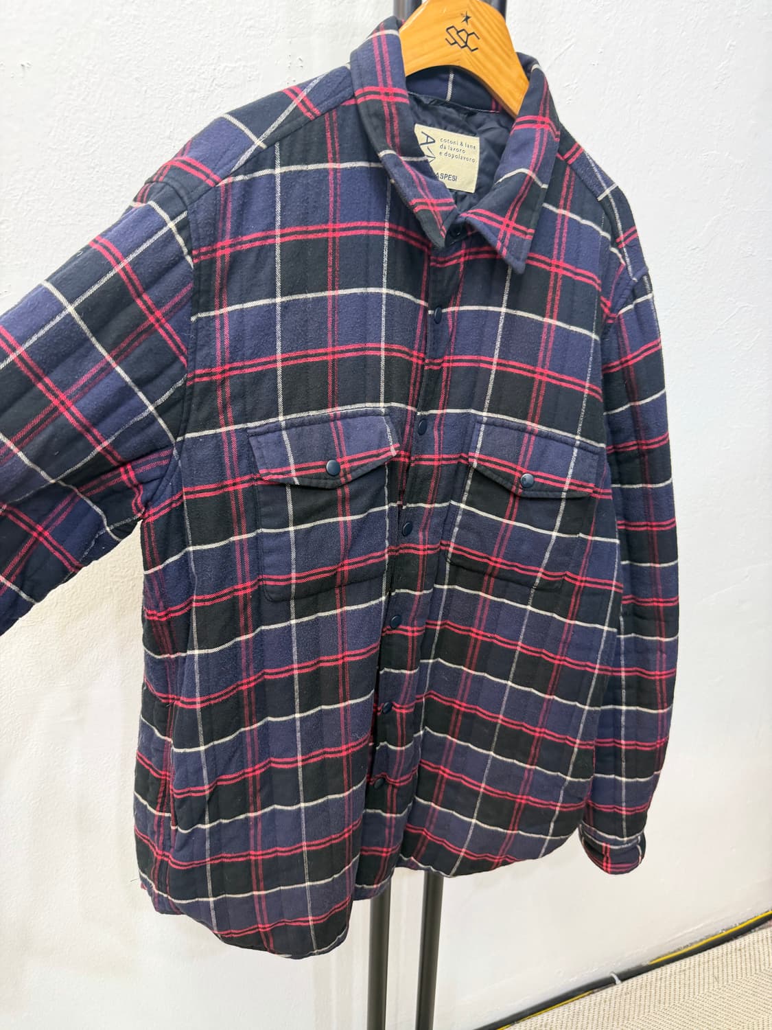 정품) ASPESI 아스페시 남성 체크 퀼팅 셔츠형 자켓 XL  상품이미지2