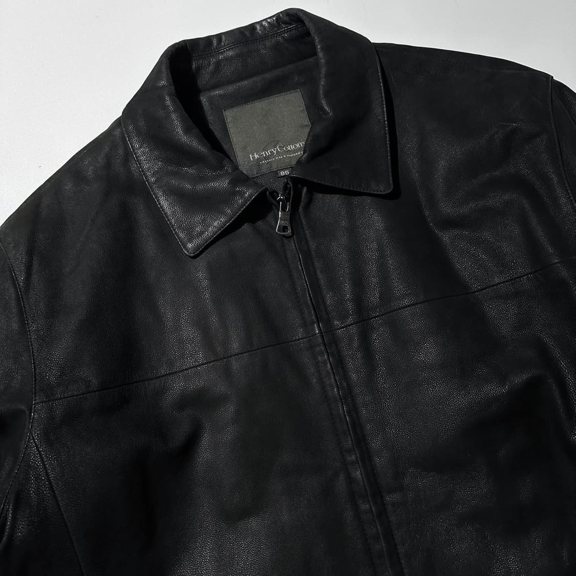 헨리코튼 고트스킨 레더 싱글 자켓 블랙 상품이미지3