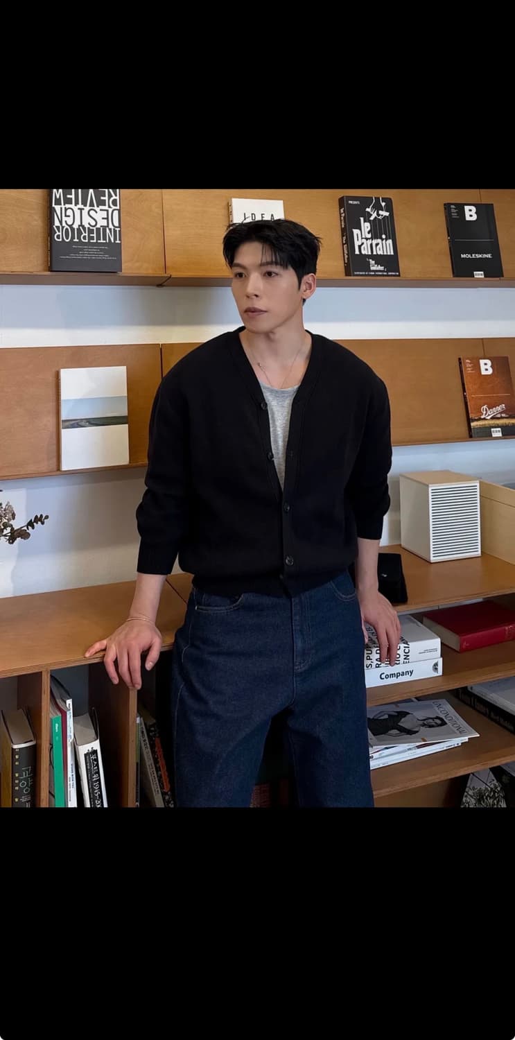 메르고 세이지 브이넥 가디건 상품이미지1