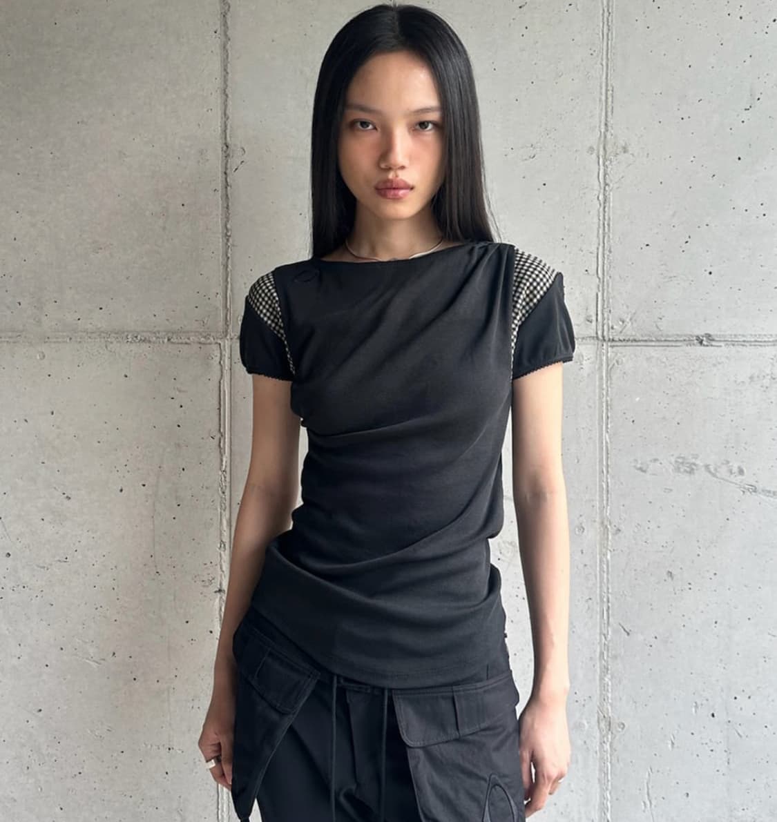 미스치프 cowl check block top m 상품이미지2