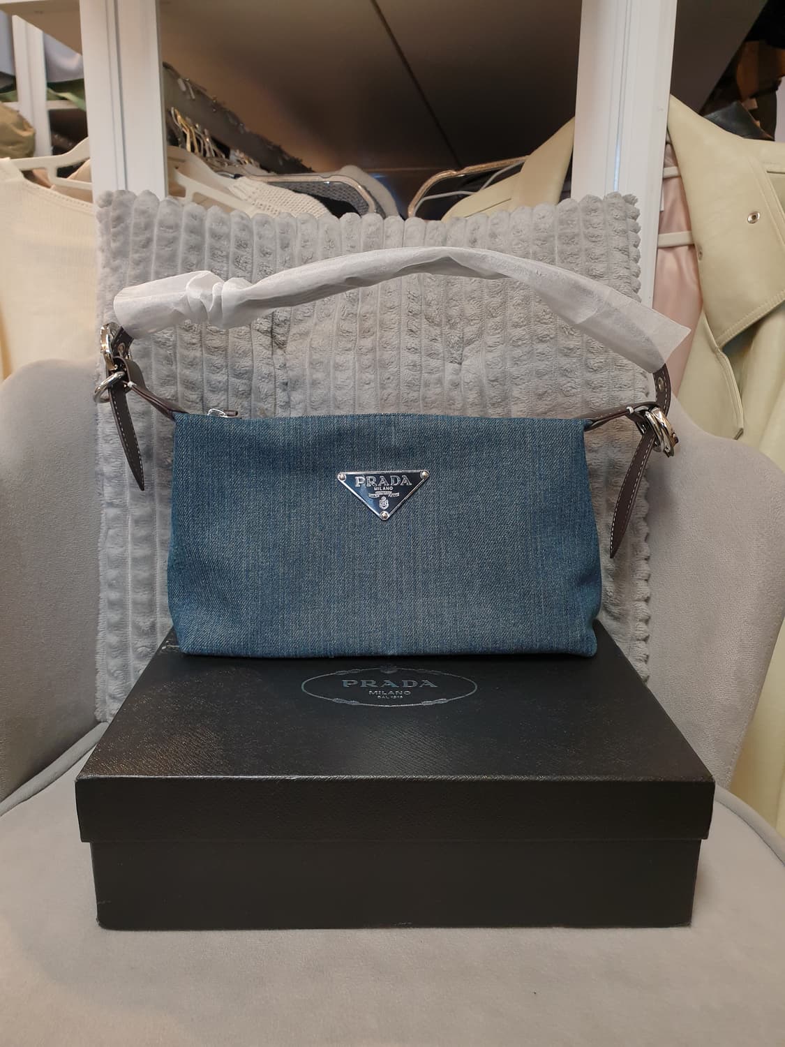 프라다 데님 숄더백 크로스백 상품이미지2