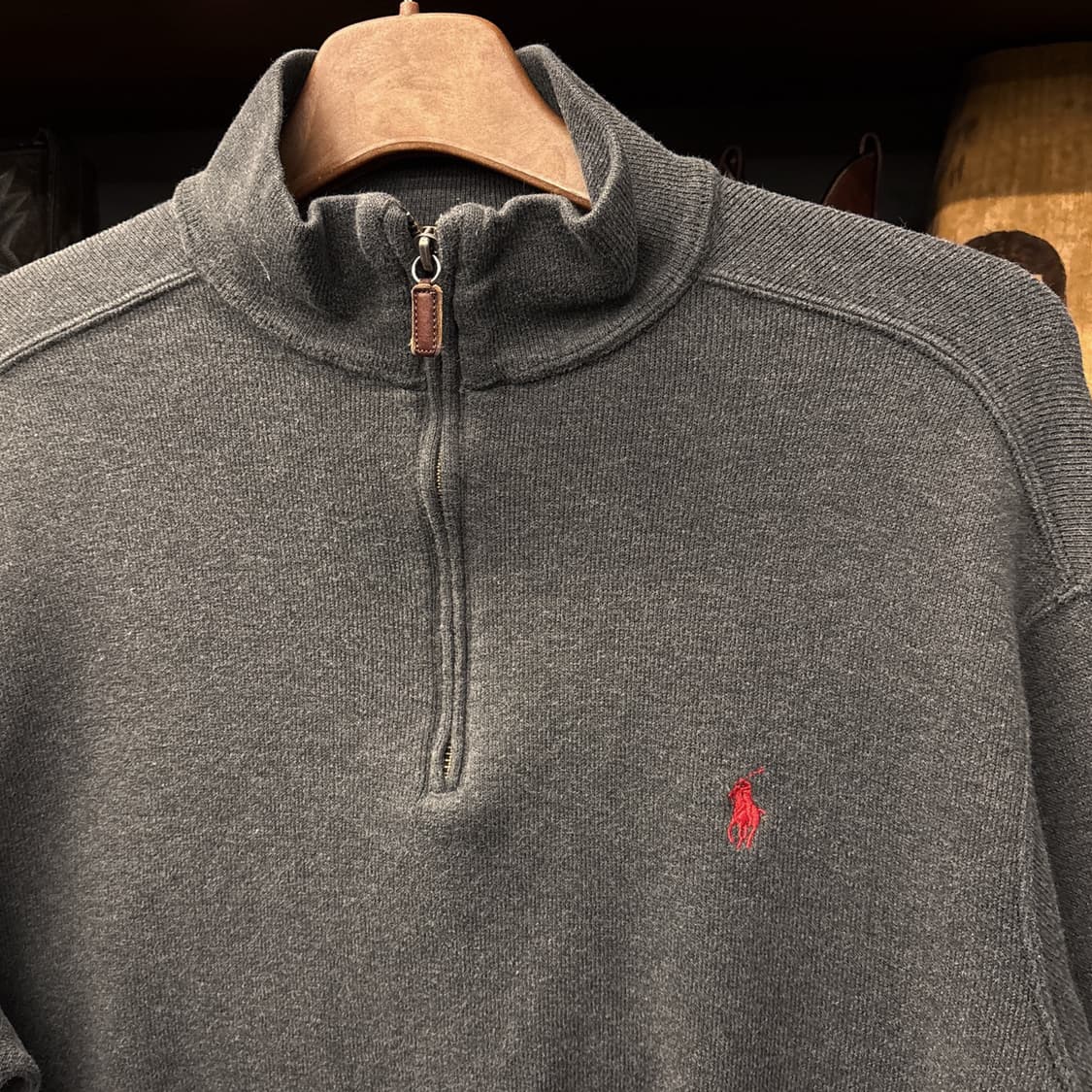 90s 폴로 랄프로렌 피마코튼 니트 하프집업 차콜 N925 상품이미지6
