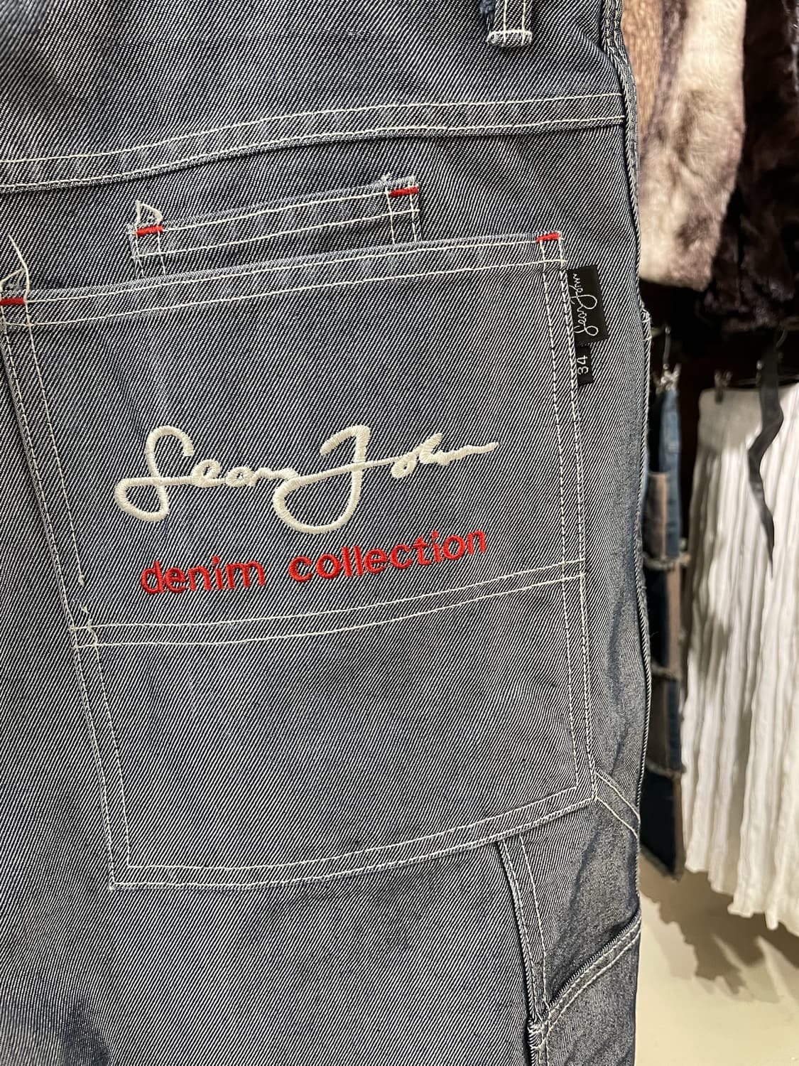 90-00s Sean john 션존 실버데님 카펜터 팬츠 상품이미지6