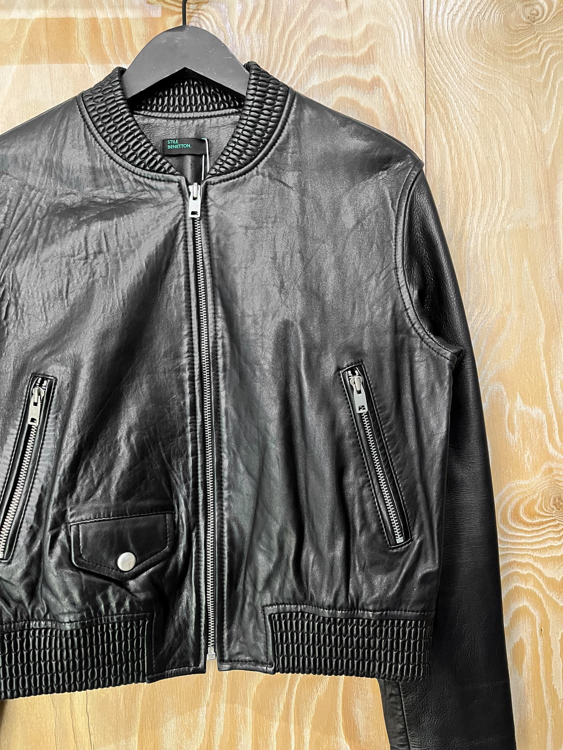 베네통 램 레더 바이커 자켓 상품이미지3