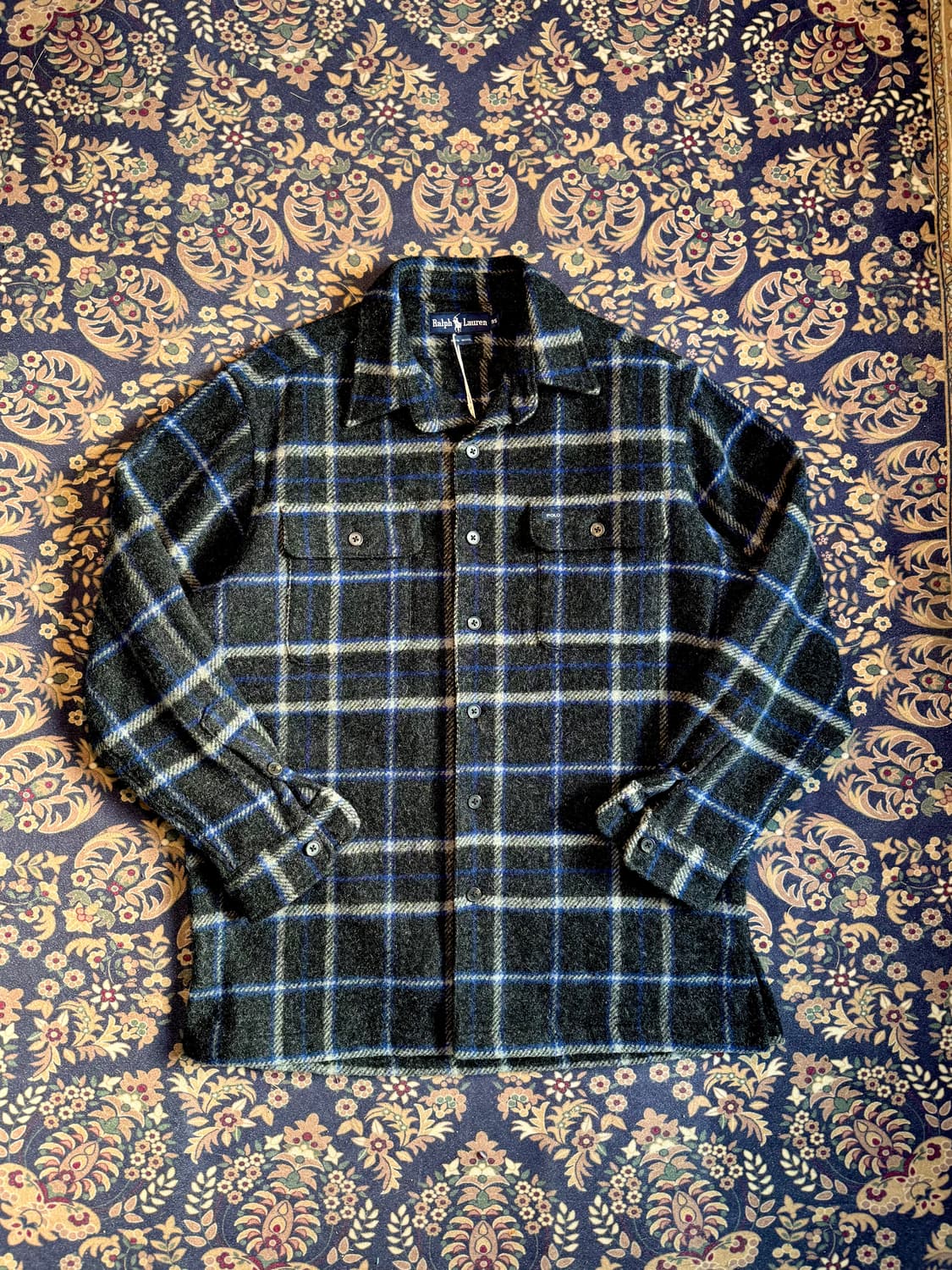 90s 빈티지 폴로 플래이드 울 오버셔츠 상품이미지1