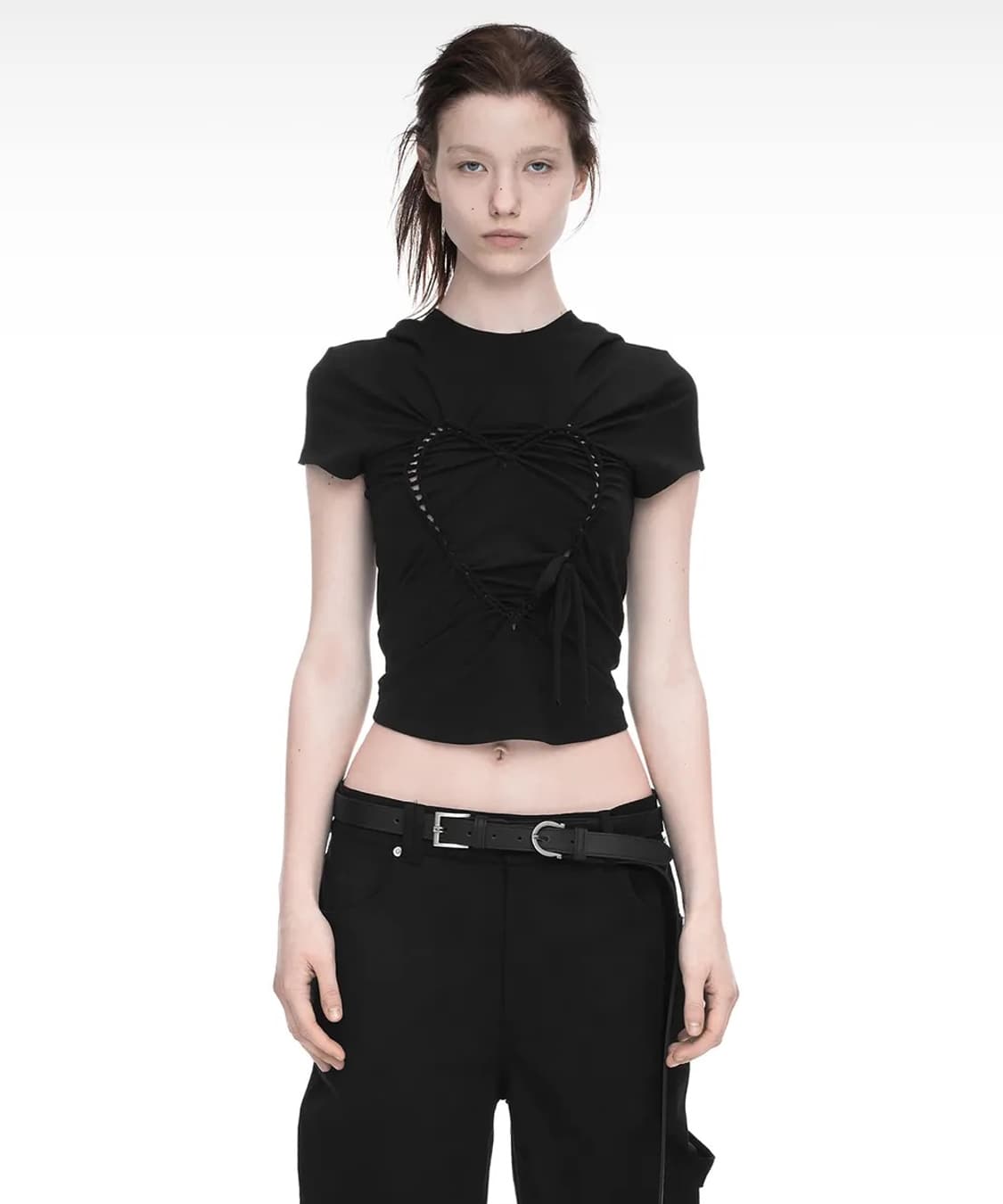 나체 하트 HEART BRAID HOODIE T-SHIRT BLACK 상품이미지3