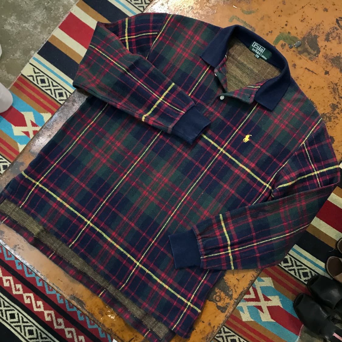 폴로랄프로렌 네이비 마드라스 체크 카라티 여성 66 남성 100 상품이미지2